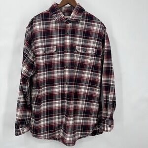 Jachs Mens Flannel Black Red Wh Plaid Button Up Winter Outdoor  M Lumberjack